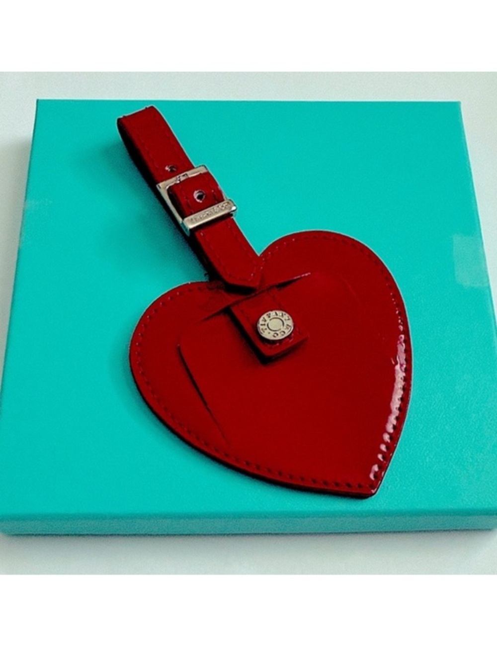 Tiffany & Co. Red Heart Luggage Tag with Silver Hardware